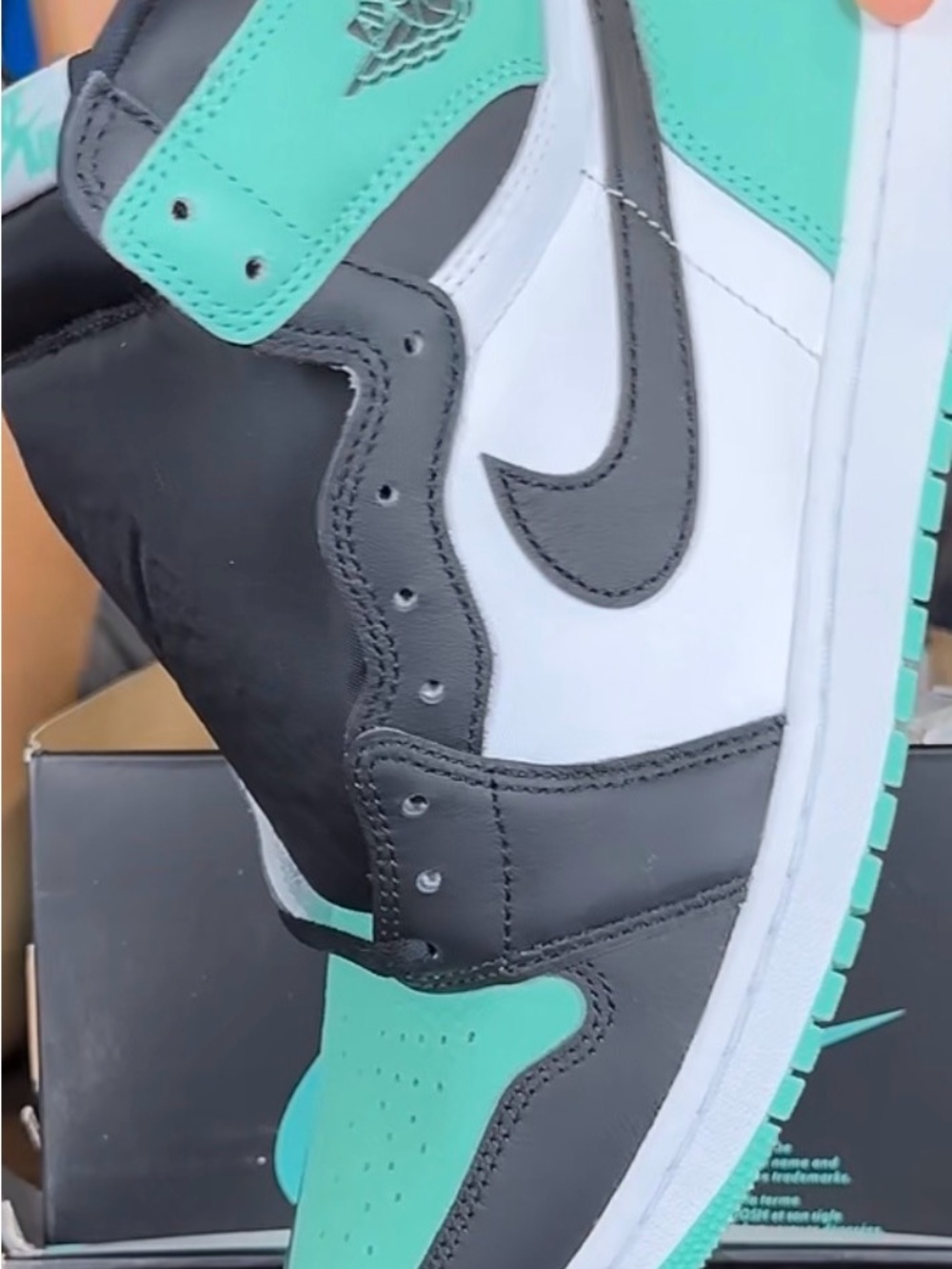 Jordan Air Jordan 1 High Black White Teal Sneakers - Picture 2 of 2